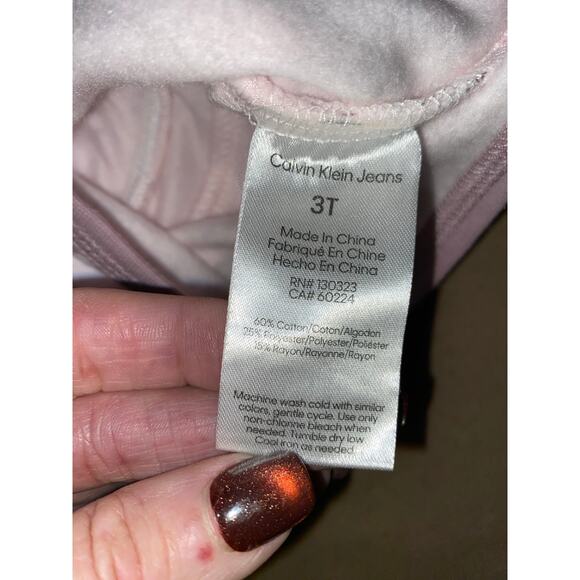 NWT Calvin Klein Jeans Pink Purple Logo Girls 3T Long Sleeve Front Zip Hoodie - Picture 8 of 10